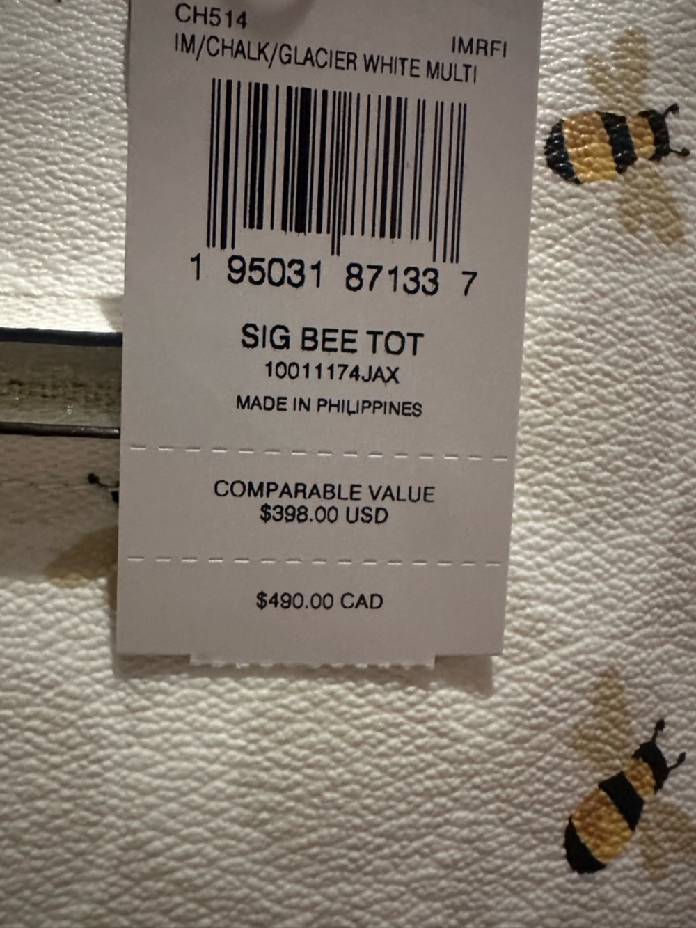 Authentic Coach White Bee Print Tote with Matching Wristlet - Picture 4 of 8